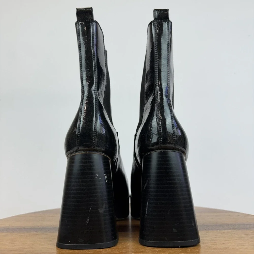 Womens Circus NY By Sam Edelman Stace Black Platform Heeled Chelsea Boots Size 9